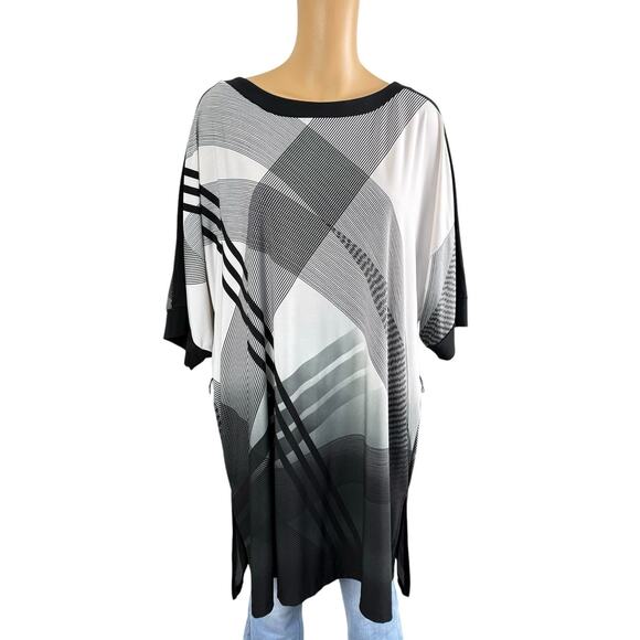 Chico's Tops - Chicos Travelers Tunic Top Women's Black Geometric Round Neck Zs /3